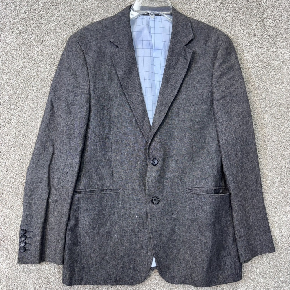 Stafford Sport Coat Mens 38 Short Classic Fit Gray Linen Blend EUC